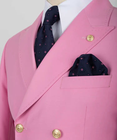 Pink Double Breasted Men’S Suit