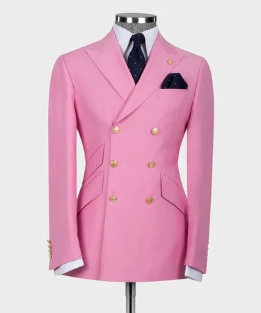 Pink Double Breasted Men’S Suit