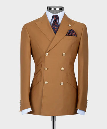 Orange Double Breasted Men’S Suit