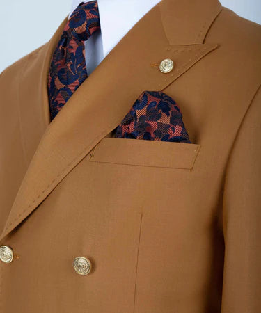 Orange Double Breasted Men’S Suit