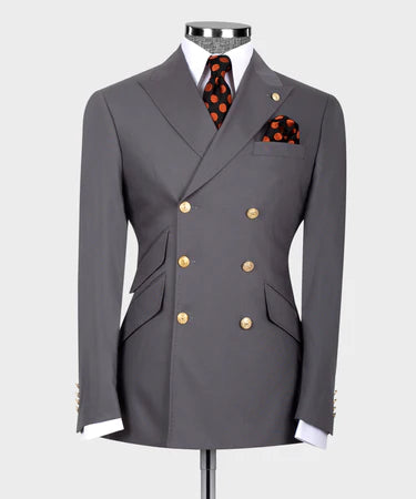 Grey Double Breasted Men’S Suit