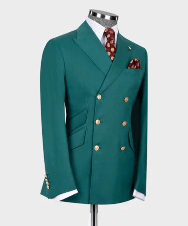 Green Double Breasted Men’S Suit