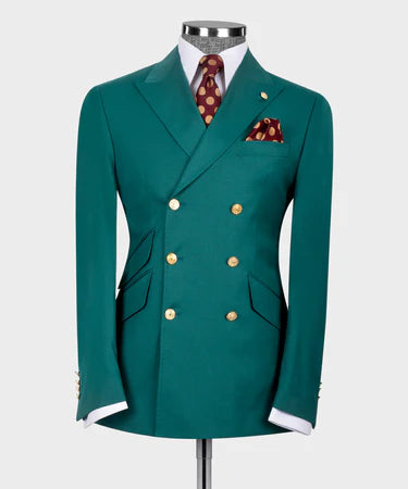 Green Double Breasted Men’S Suit