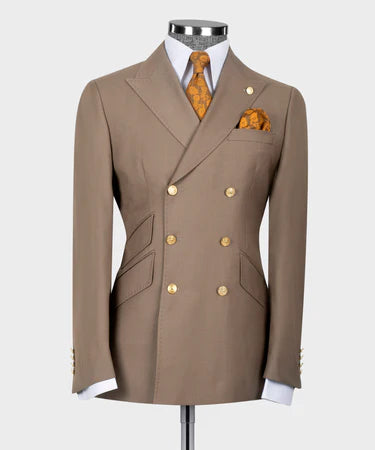 Brown Double Breasted Men’S Suit