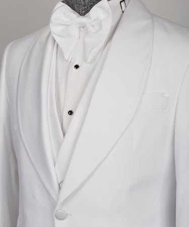 Whi̇te Satin Collar Whi̇te Tuxedo