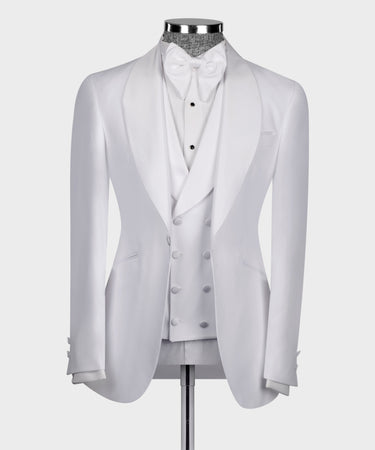 Whi̇te Satin Collar Whi̇te Tuxedo