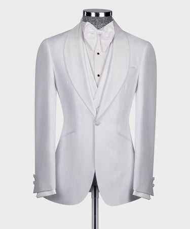 Whi̇te Satin Collar Whi̇te Tuxedo