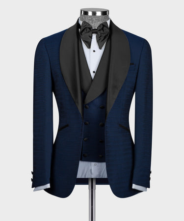 Black Satin Collar Blue Tuxedo