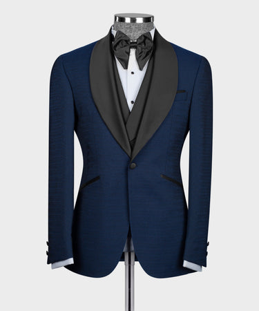 Black Satin Collar Blue Tuxedo