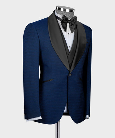 Black Satin Collar Blue Tuxedo