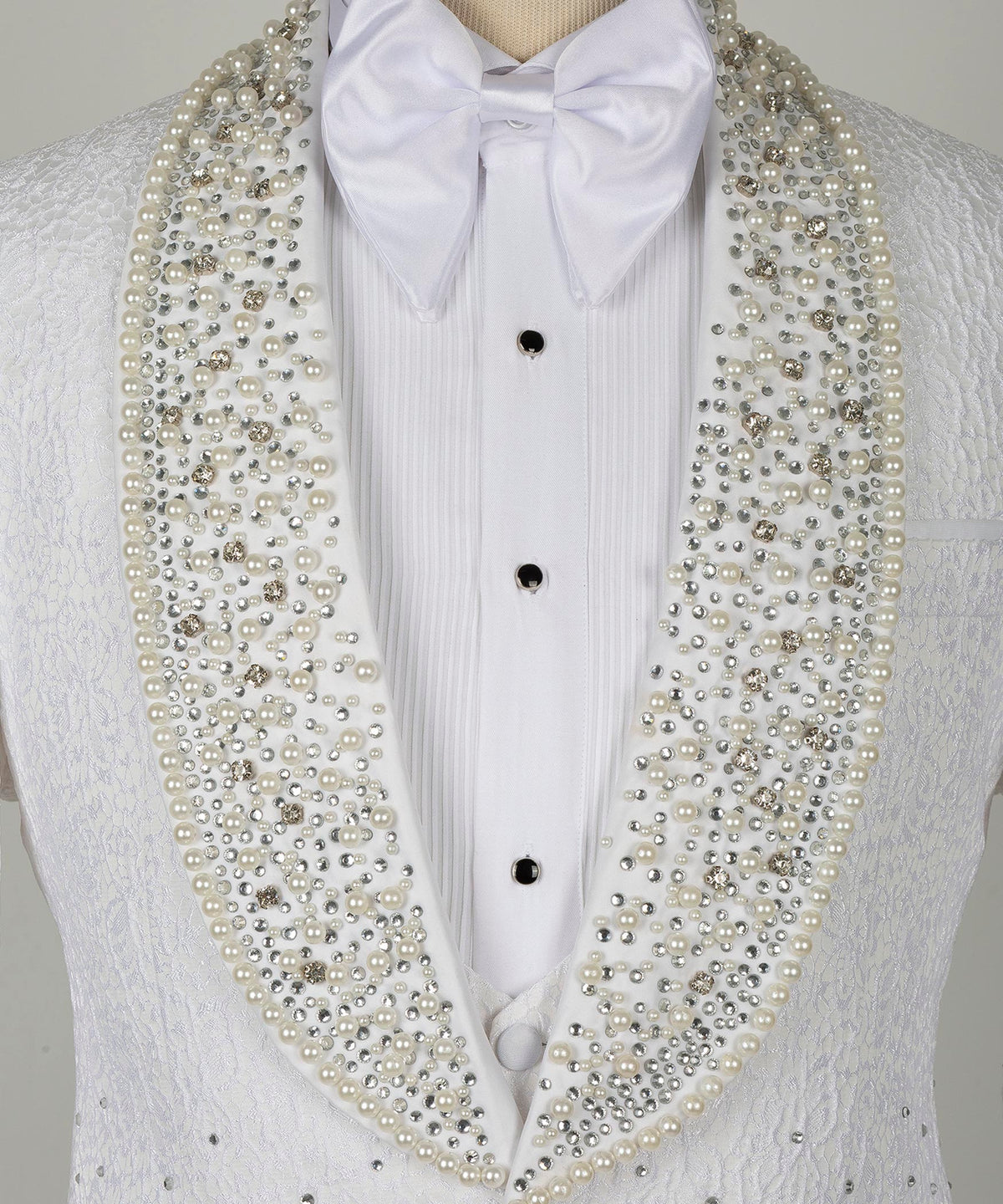 Dio Baby Lonian Men's Gem Stone Detailed White Special Tuxedo Custom Desing Vest Suit