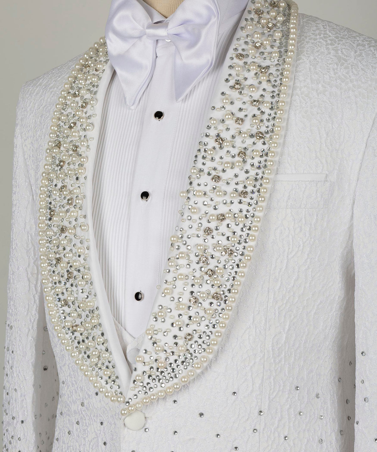 Dio Baby Lonian Men's Gem Stone Detailed White Special Tuxedo Custom Desing Vest Suit