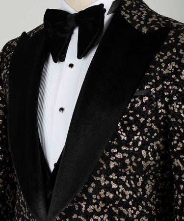 Velvet Lapeled Bronze Detailed Tuxedo