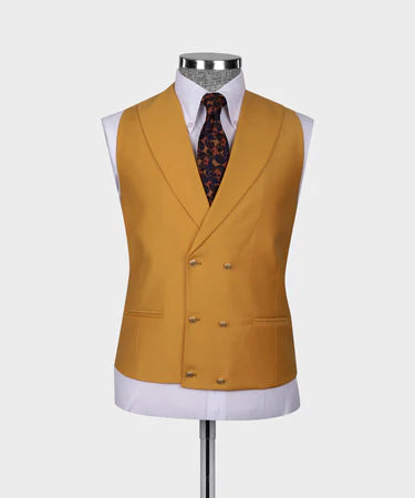 Dio Baby Lonian Men's Camel 100% Wool Triple Classic Vest Suit W/ Straight Leg Trousers