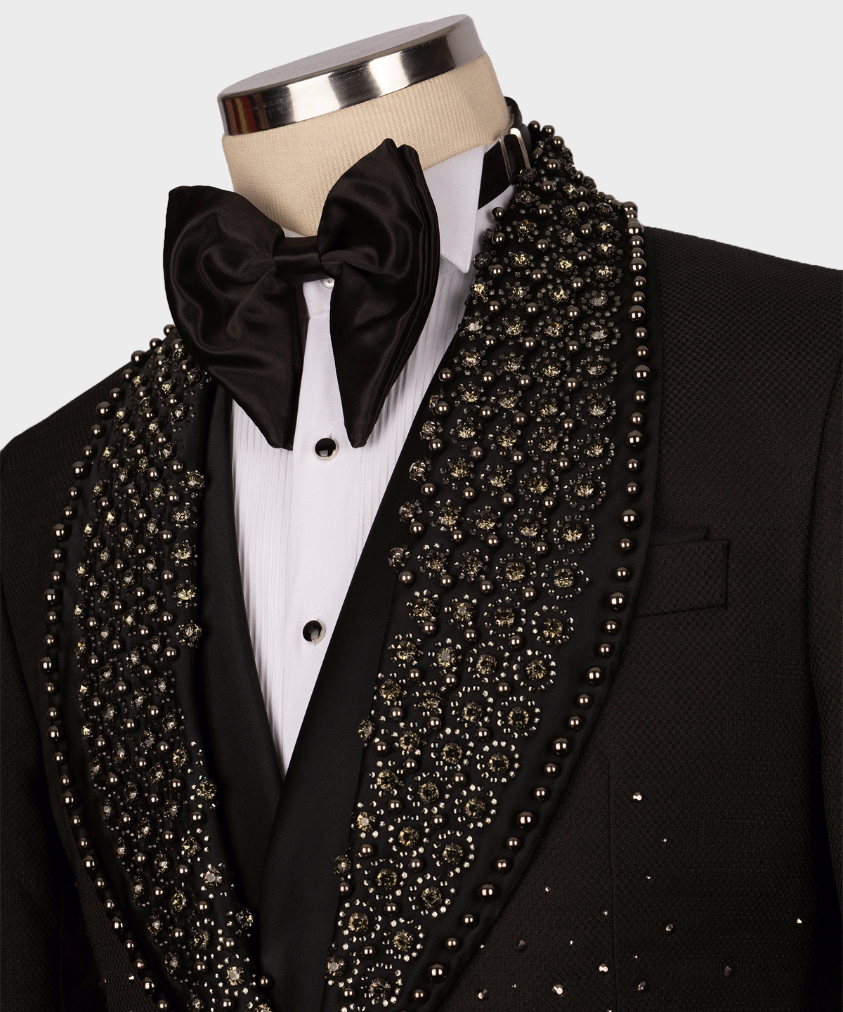 Dio Baby Lonian Men's Black Round Patterned Custom Desing Tuxedo Vest Suit W/ Pant