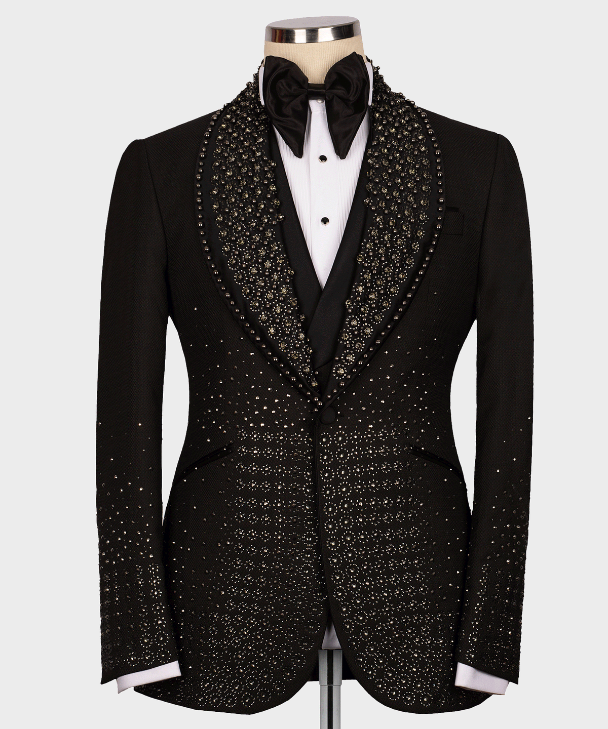 Dio Baby Lonian Men's Black Round Patterned Custom Desing Tuxedo Vest Suit W/ Pant