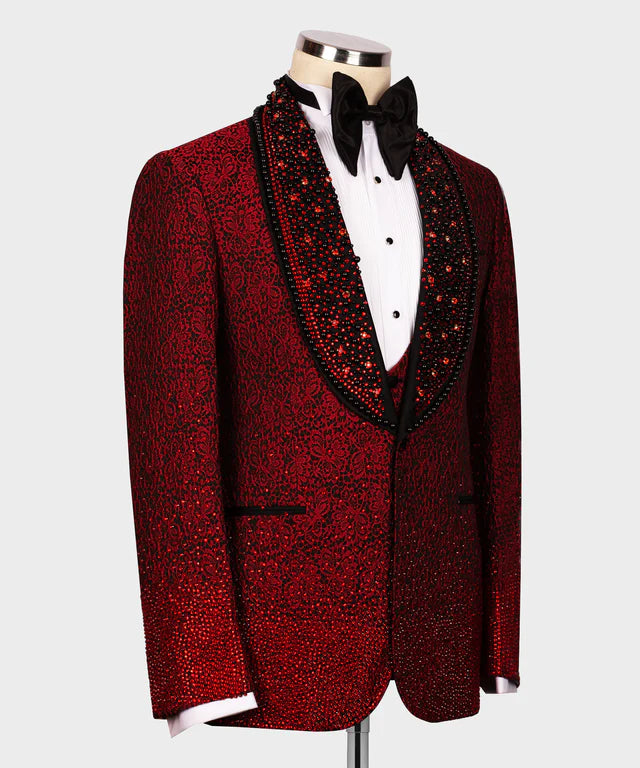 Red Gem Stone Red Custom Tuxedo