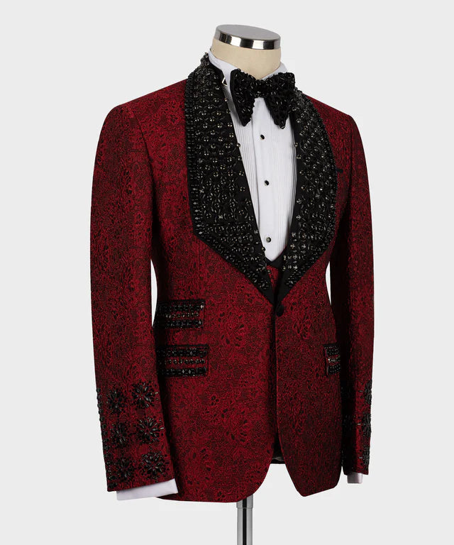 Black Gem Stone Red Custom Tuxedo