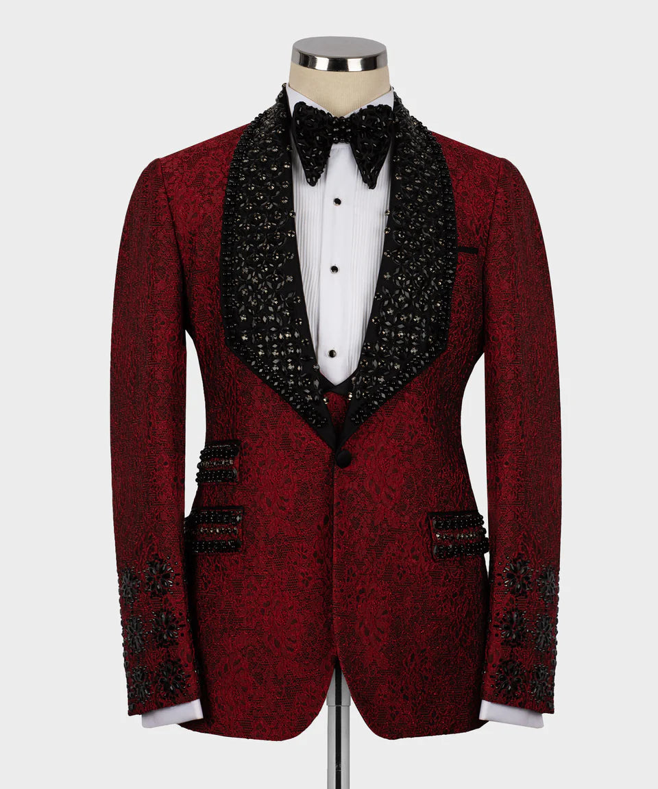 Black Gem Stone Red Custom Tuxedo