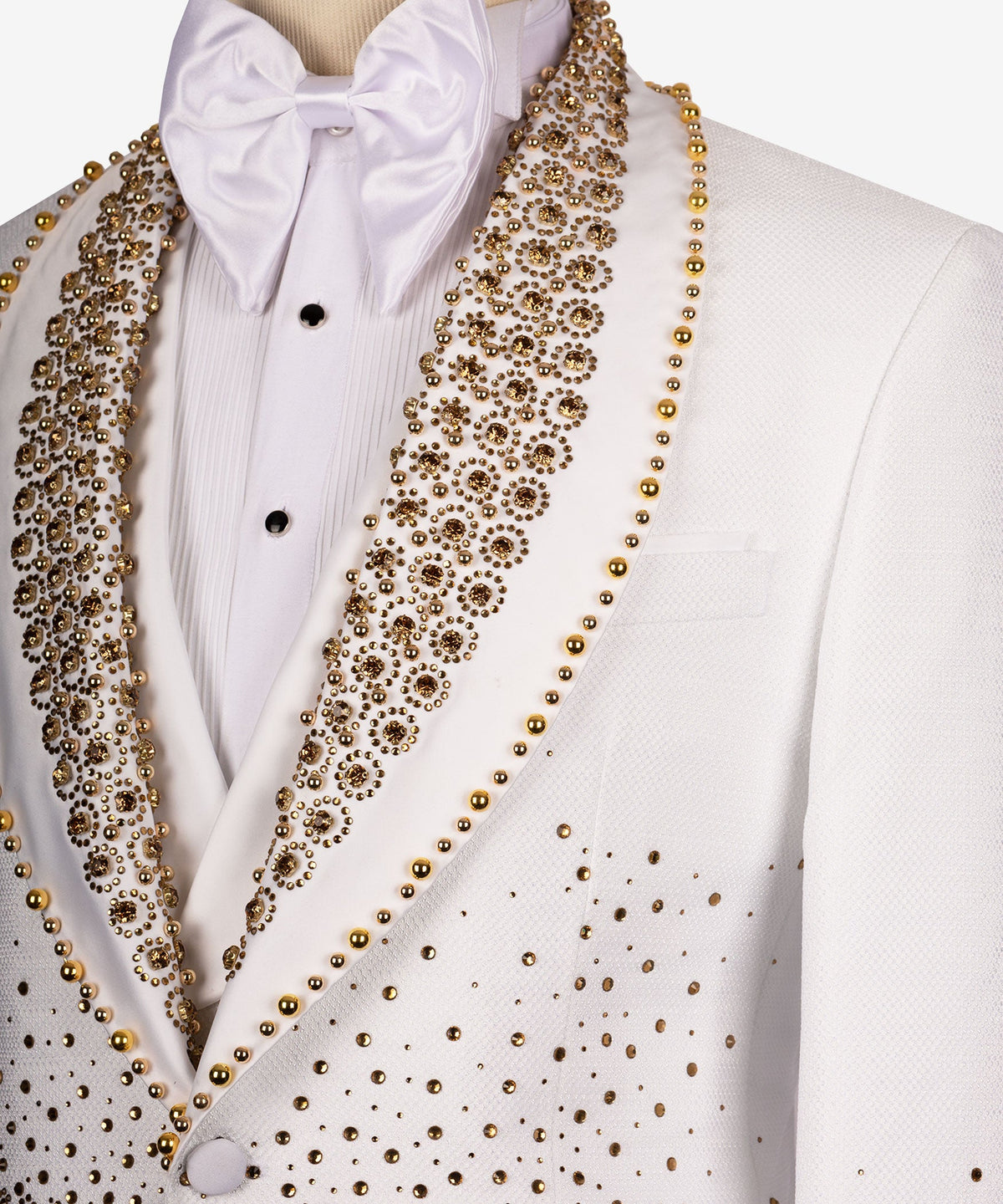 Dio Baby Lonian Men's Gold Gem Stone Detailed White Tuxedo Custom Desing Vest Suit