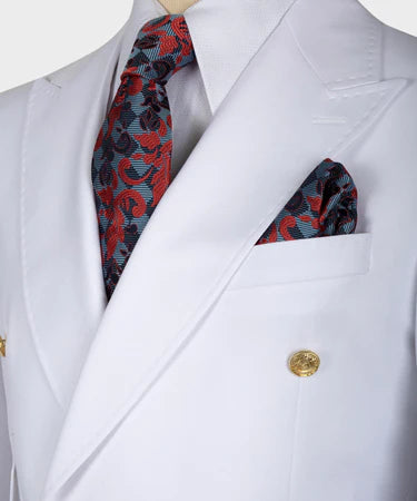 White Double Breasted Gold Button Men’S Suit