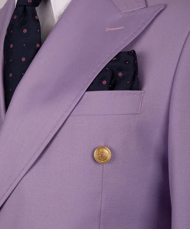 Lilac Double Breasted Gold Button Men’S Suit