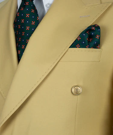 Mustard Double Breasted Gold Button Men’S Suit