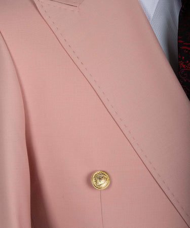 Pink Double Breasted Gold Button Men’s Suit