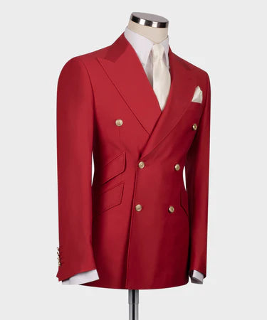 Red Double Breasted Gold Button Men’SSuit