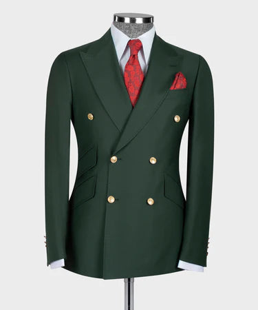 Green Double Breasted Gold Button Men’S Suit