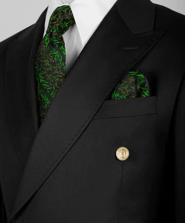 Black Double Breasted Gold Button Men’S Suit