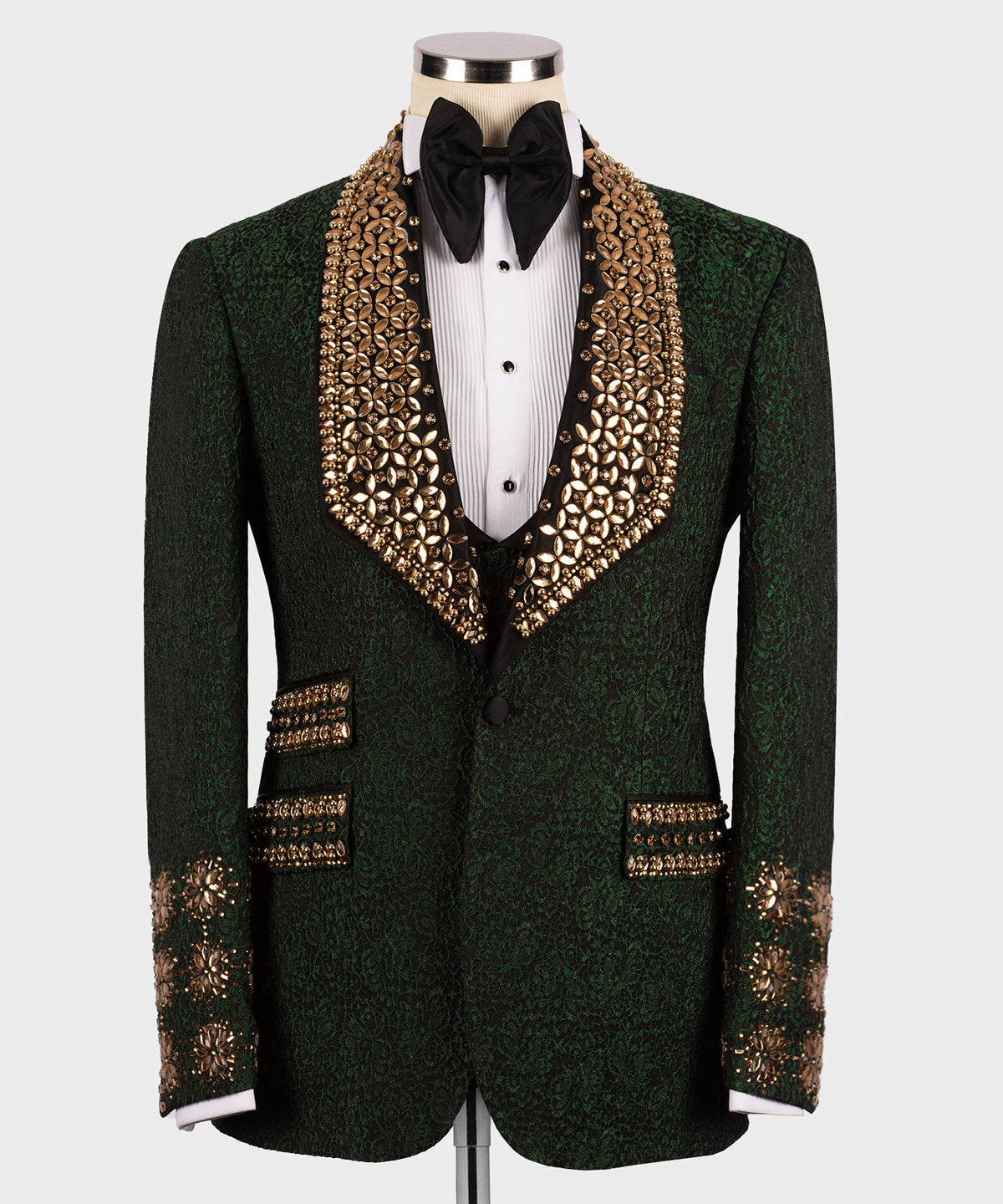 Dio Baby Lonian Men's Gold Custom Desing Green Laleped Special Tuxedo Vest Suit