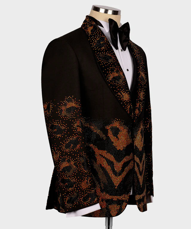 Flame Pattern Black Custom Tuxedo