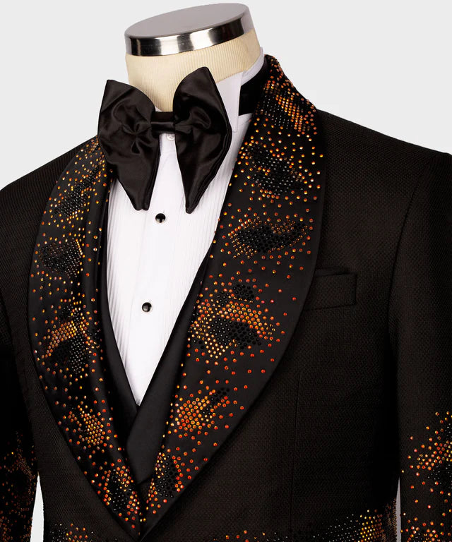 Flame Pattern Black Custom Tuxedo