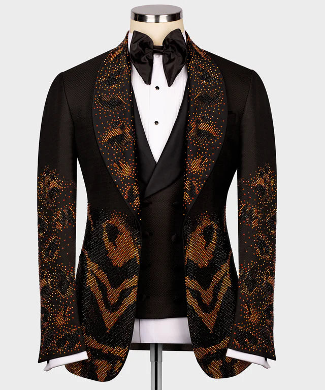 Flame Pattern Black Custom Tuxedo