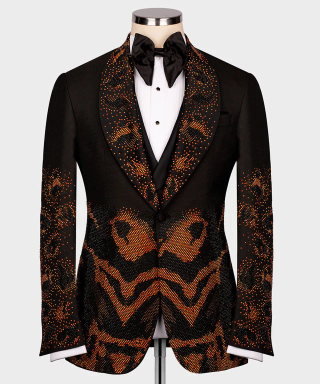 Flame Pattern Black Custom Tuxedo