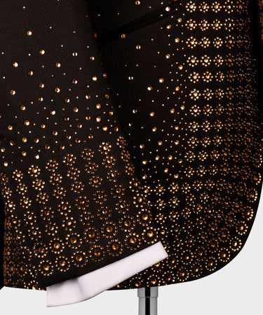 Gold Gem Stone Detailed Black Custom Tuxedo