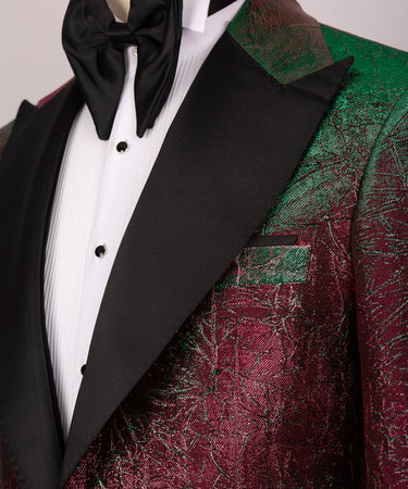 Herringbone Pattern Red - Green Tuxedo