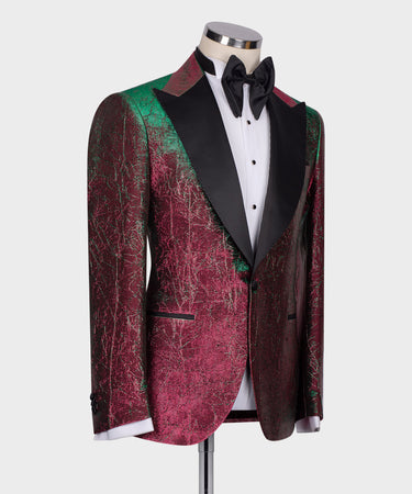 Herringbone Pattern Red - Green Tuxedo