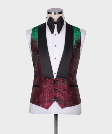 Herringbone Pattern Red - Green Tuxedo