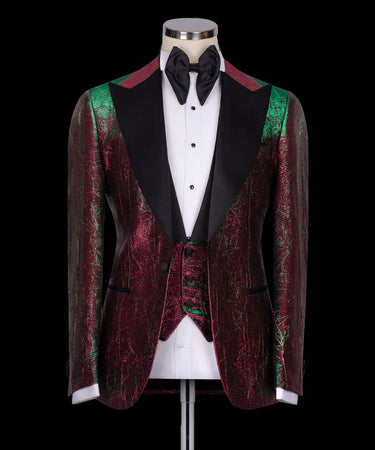 Herringbone Pattern Red - Green Tuxedo