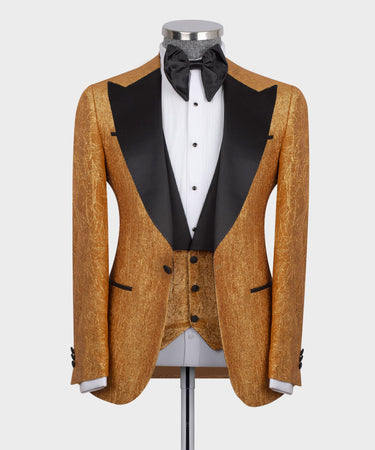 Herringbone Pattern Gold Tuxedo