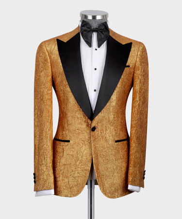 Herringbone Pattern Gold Tuxedo