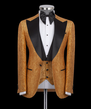 Herringbone Pattern Gold Tuxedo