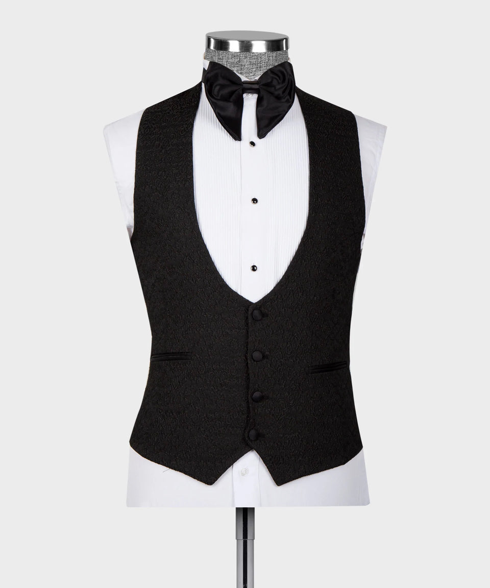 Dio Baby Lonian Men's Black Crystal Jewelried Special Tuxedo Custom Design Vest Suit