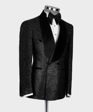 Black Velvet Collar Glitter Tuxedo