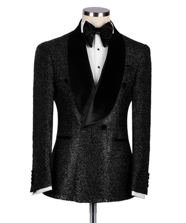 Black Velvet Collar Glitter Tuxedo