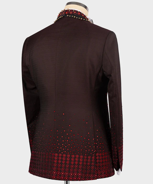 Round Patterned Custom Burgundy Tuxedo