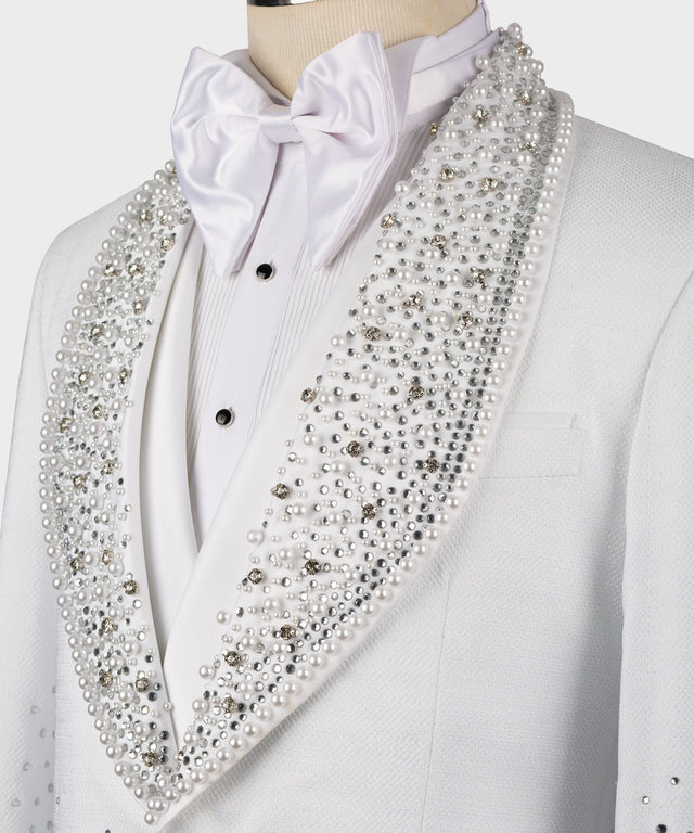 Gem Stone Detailed White Special Tuxedo