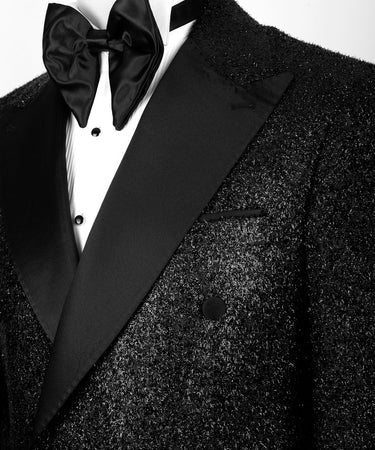 Black Satin Collar Glitter Classic Tuxedo